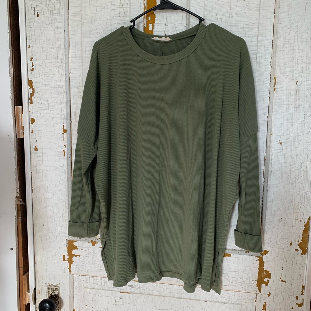 CJLA green long sleeve tunic top